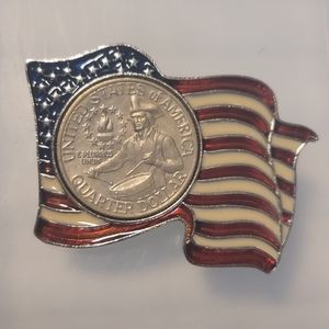 American Coin Treasures Quarter Dollar Flag Pin